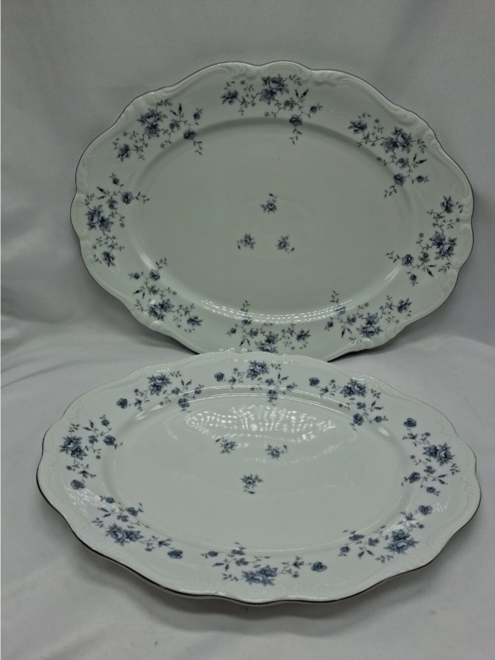 Set of 2 Johann Haviland BLUE GARLAND Serving Platters ~ 13" & 15"  Bavaria